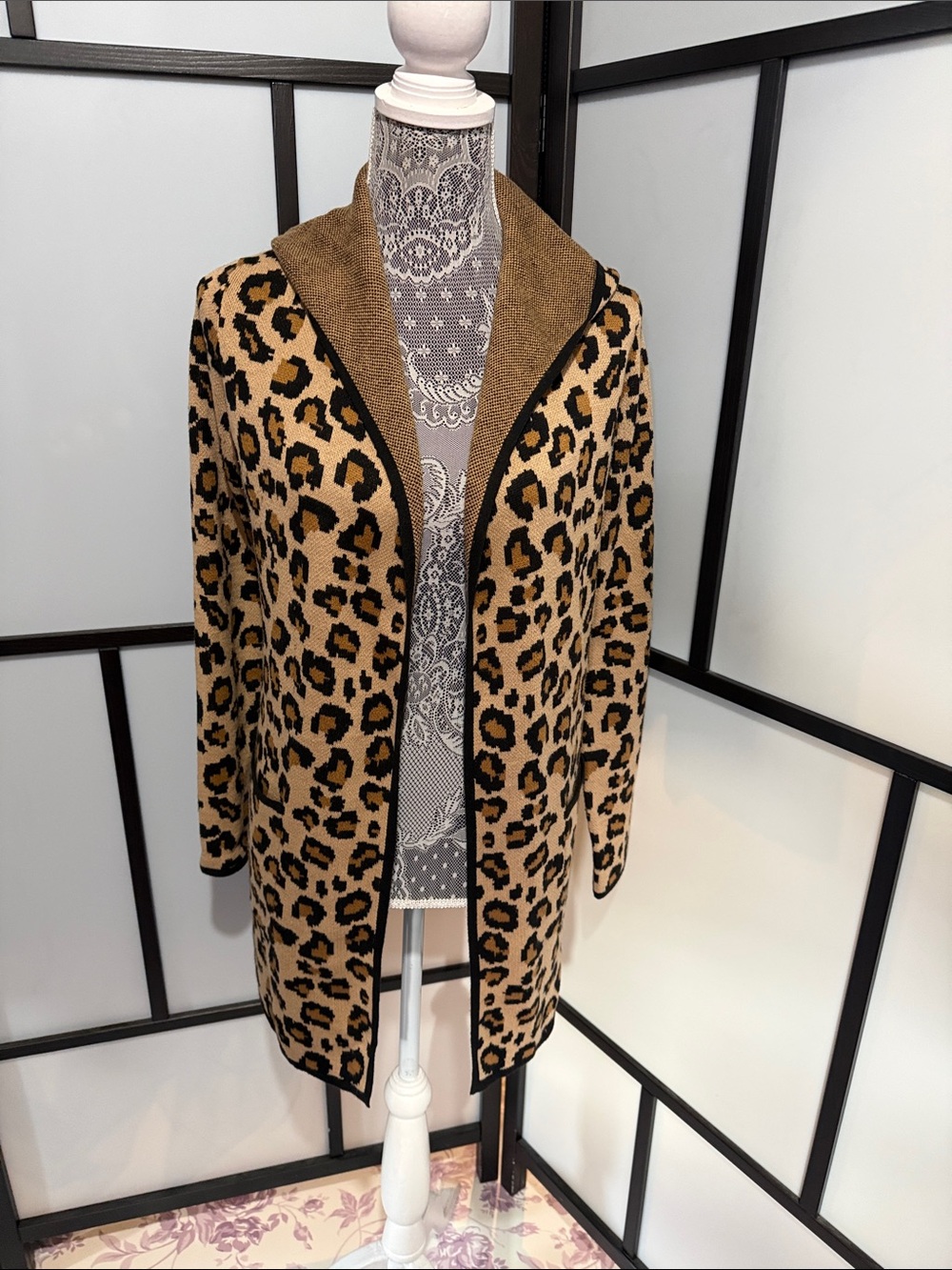 Rachel Zoe Leopard-Print Open Cardigan - Tan/Black/Brown